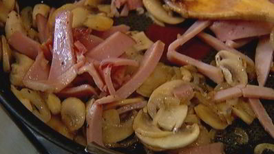 омлет с ветчиной и шампиньонами