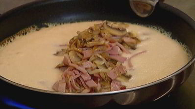 омлет с ветчиной и шампиньонами