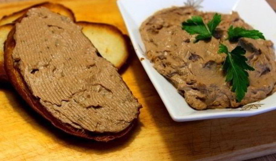 Рецепт паштета из куриной печени с грибами