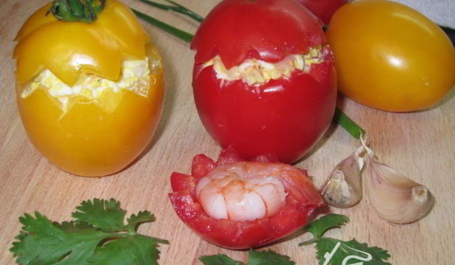 Рецепт помидоров с креветками