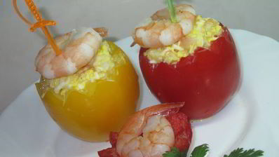 помидоры с креветками