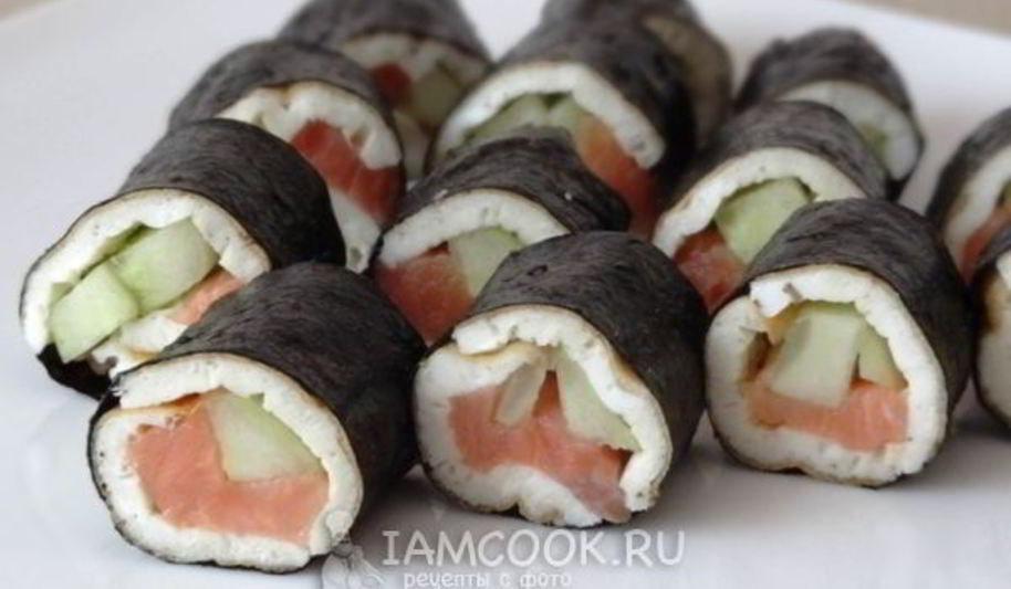 Рецепт роллов с яичным блинчиком