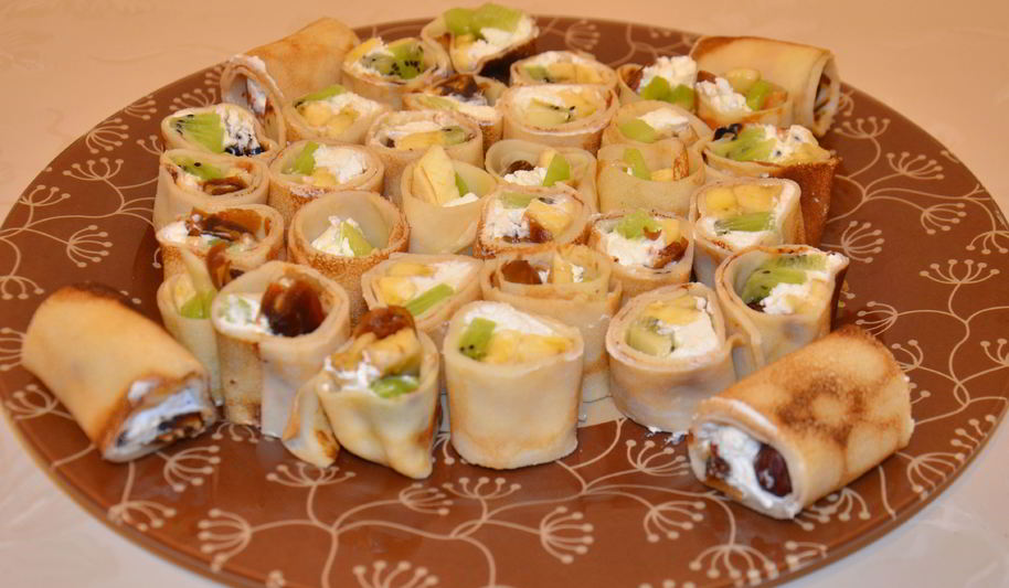 Рецепт сладких роллов из блинов