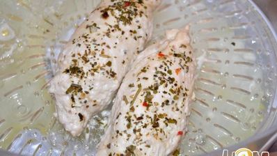 куриные рулетики с творогом под йогуртовым соусом