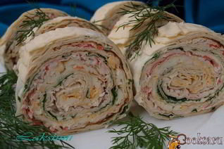 Рулет из лаваша с крабовыми палочками