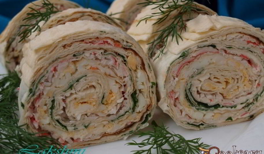 Рецепт рулета из лаваша с крабовыми палочками