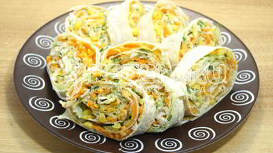 рулет из лаваша с курицей