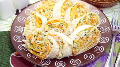 рулет из лаваша с курицей