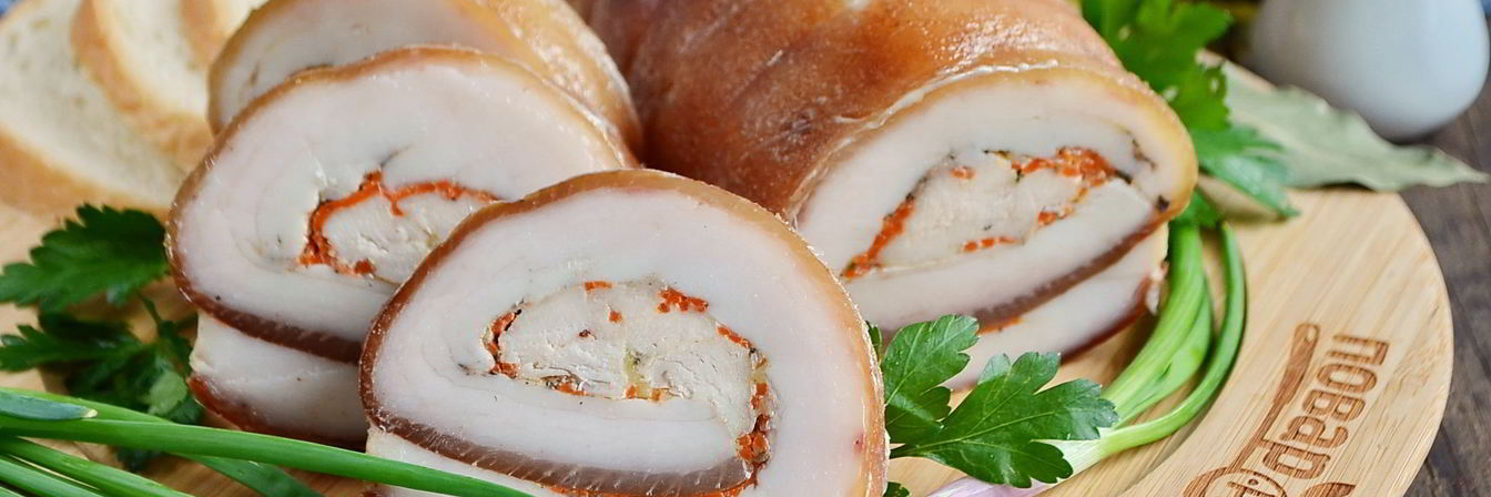 Рулет из сала со шкуркой