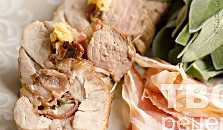 Рецепт рулета из свинины, фаршированный панчеттой, шалфеем и сыром грюйер