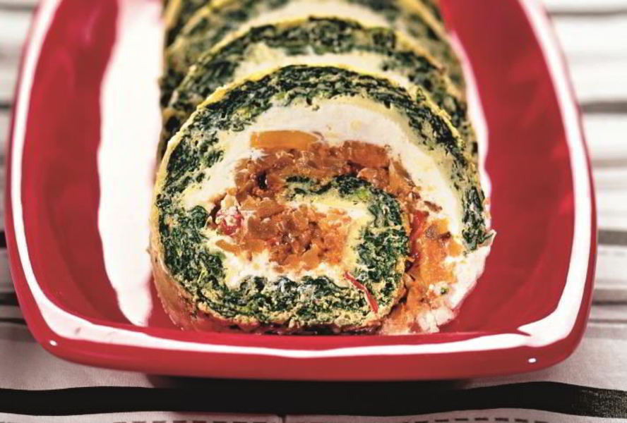 Рулет со шпинатом и творогом