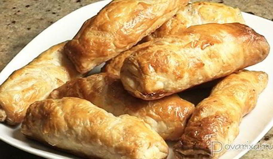 Рецепт рулетиков — фарша в слоеном тесте