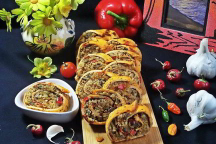 Яичный рулет с печенкой