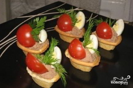 Тарталетки с куриной печенью