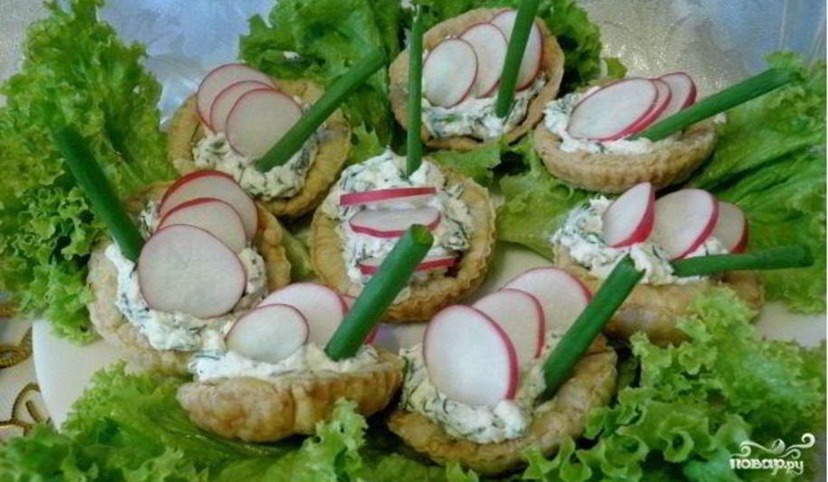 Рецепт тарталеток с творогом и зеленью