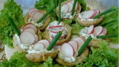 тарталетки с творогом и зеленью