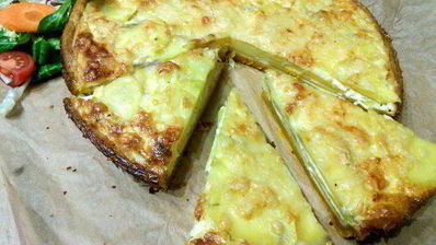 картофельный тарт на тыквенном тесте