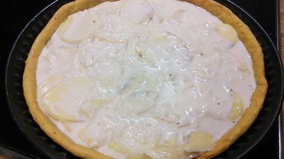 картофельный тарт на тыквенном тесте