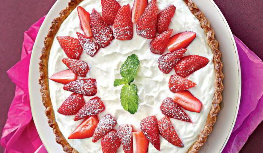 Рецепт тарта с клубникой и творожно-йогуртовой начинкой