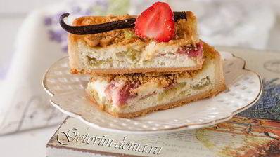 тарт с ревенем, заварным кремом и меренгой