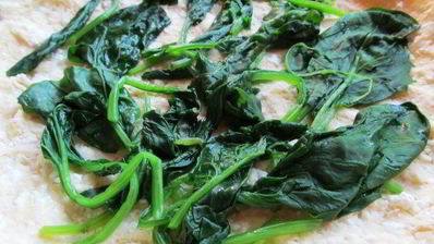 тарт взлетная полоса со шпинатом, курицей и грибами