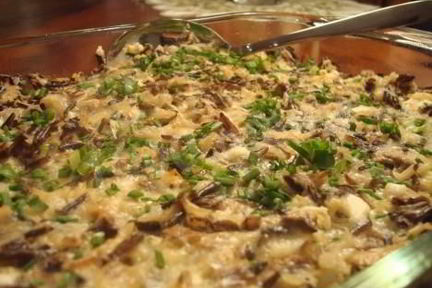 Яичница с диким рисом и грибами