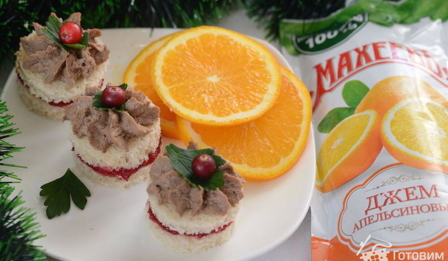 Рецепт закуски с паштетом и клюквенным чатни