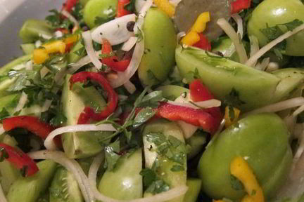 Зеленые помидоры с перцем по-корейски