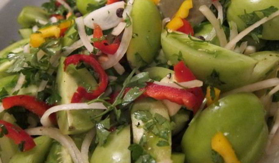 Рецепт зеленых помидоров с перцем по-корейски