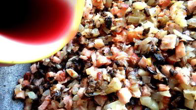 сливочный жульен с ветчиной и грибами