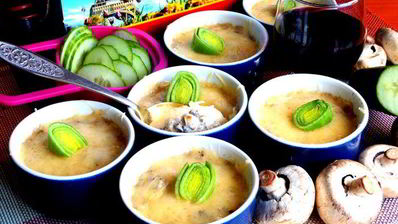 сливочный жульен с ветчиной и грибами