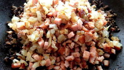 сливочный жульен с ветчиной и грибами